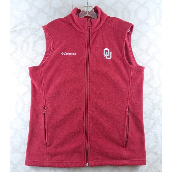 Columbia Other - Columbia Oklahoma Sooners Vest Mens Medium Red Full Zip Embroidered OU